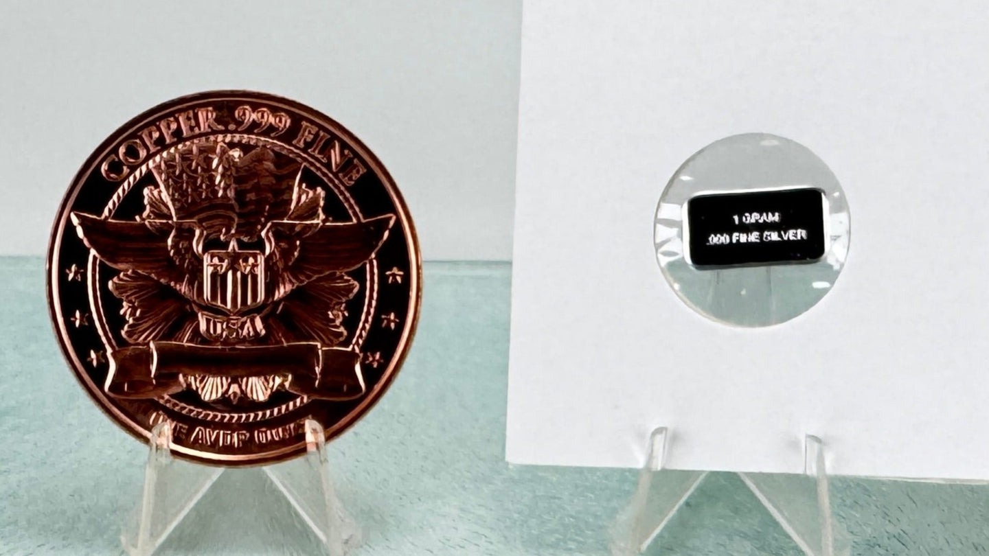 Silver & Copper Bar & Round * Two-Piece Eagle Set * Fine .999 Bullion