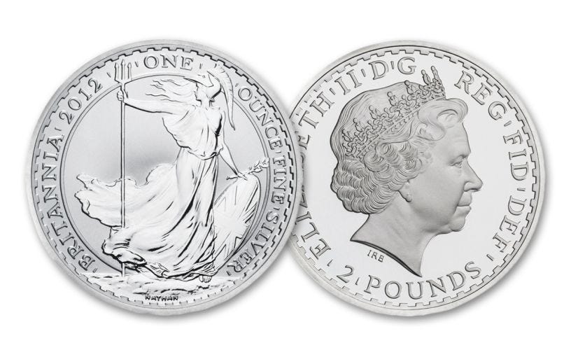2012 Great Britain Britannia 1 oz Silver Coin BU Final Year of Britannia Silver