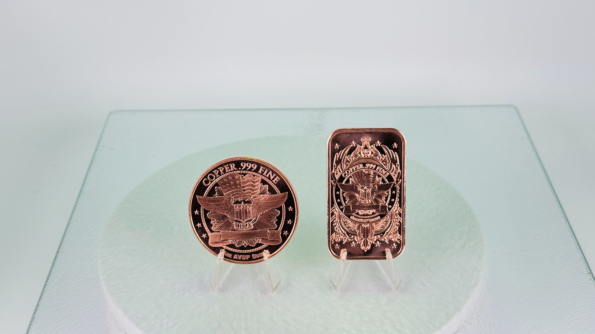 Copper Art Coin & Bar * Two-Piece Platinum Liberty Set * Fine .999 Bullion