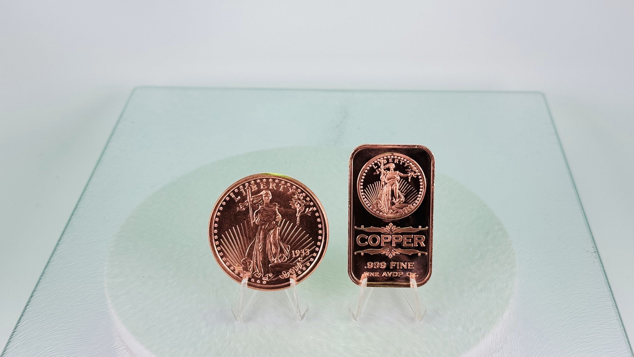Copper Art Coin & Bar * Two-Piece Saint Gaudens Set * Fine .999 Bullion