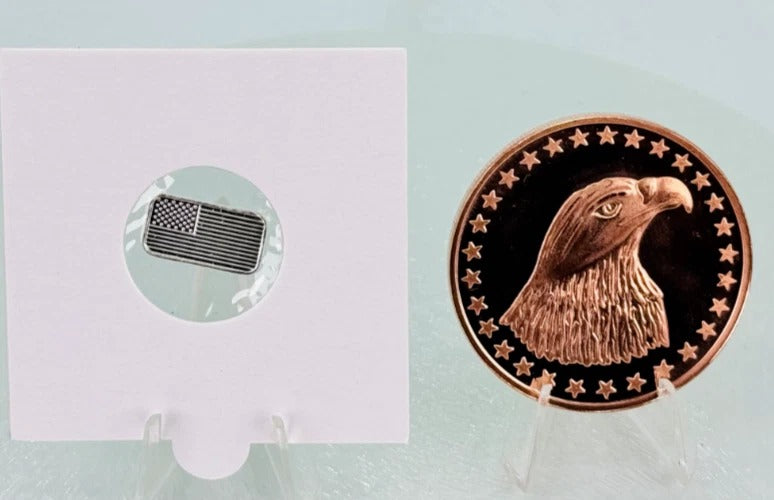 Silver & Copper Bar & Round * Two-Piece USA Patriot Set * Fine .999 Bullion