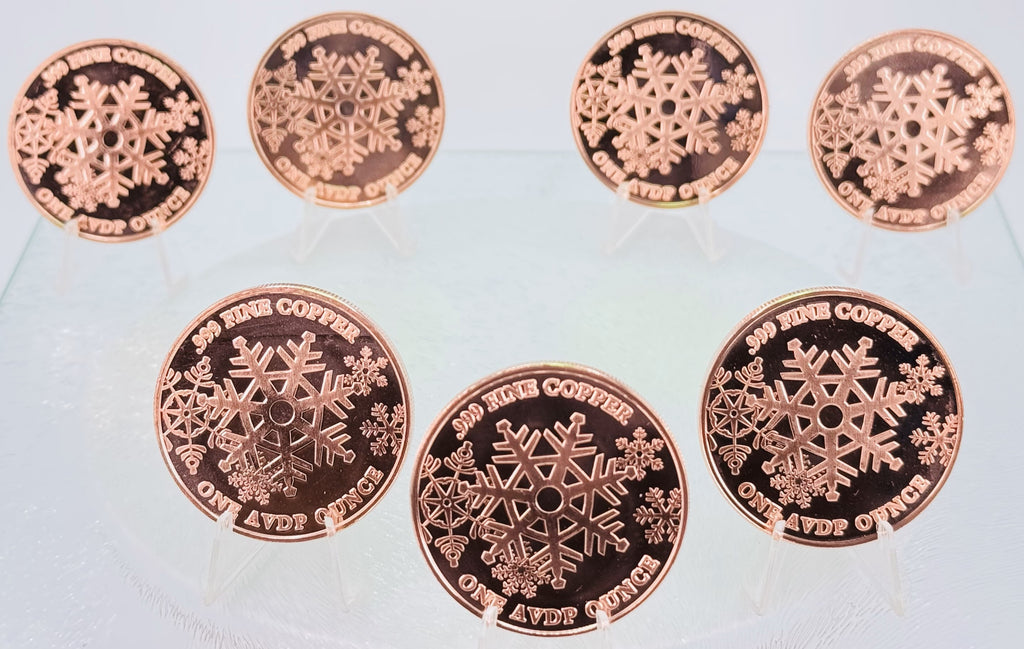 Copper Art Coins * Seven-Piece Holiday Set * Fine .999 Bullion * Minted in USA