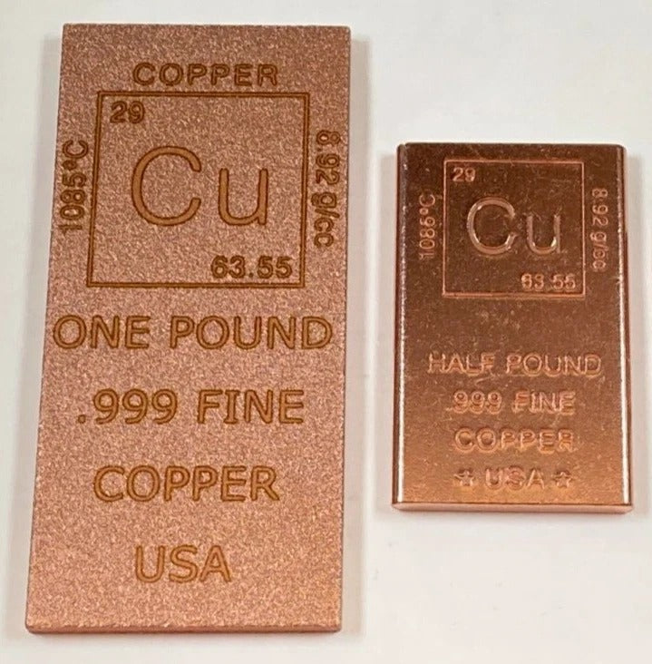 Copper Art Bars * Set of Two Bars * 1.8 Pounds of Fine .999 Copper Bullion