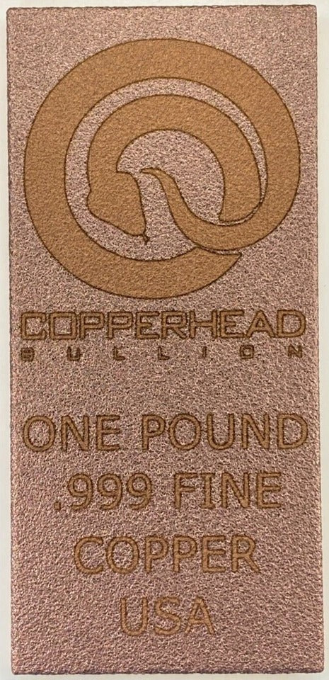 Copperhead Bullion Art Bar * 1Lb Fine .999 Copper Bullion * Coiled Rattle Snake