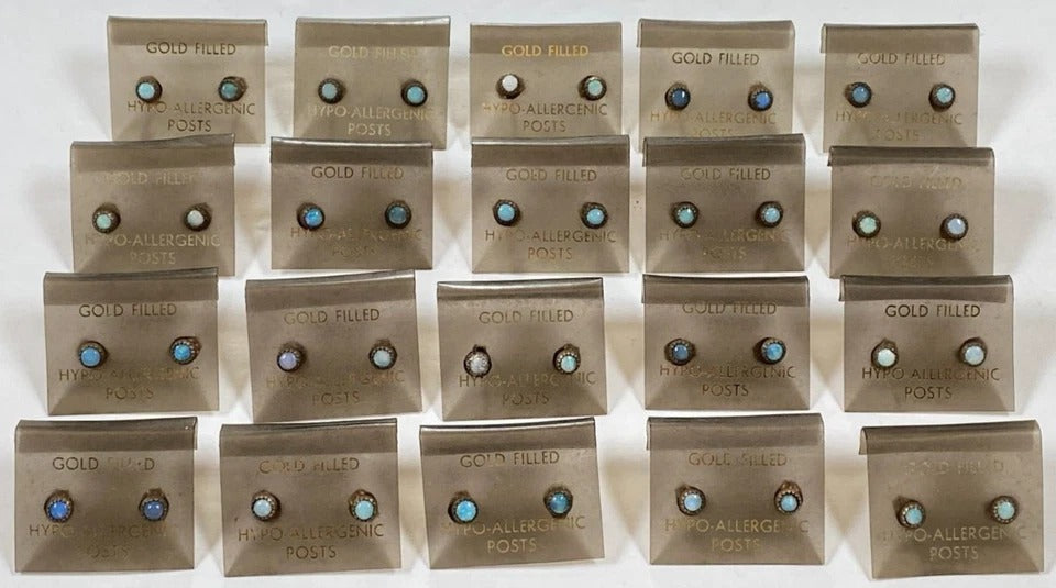 Gold Filled Fiery Opal Studs * Vintage 1980's New Old Stock * Hypoallergenic