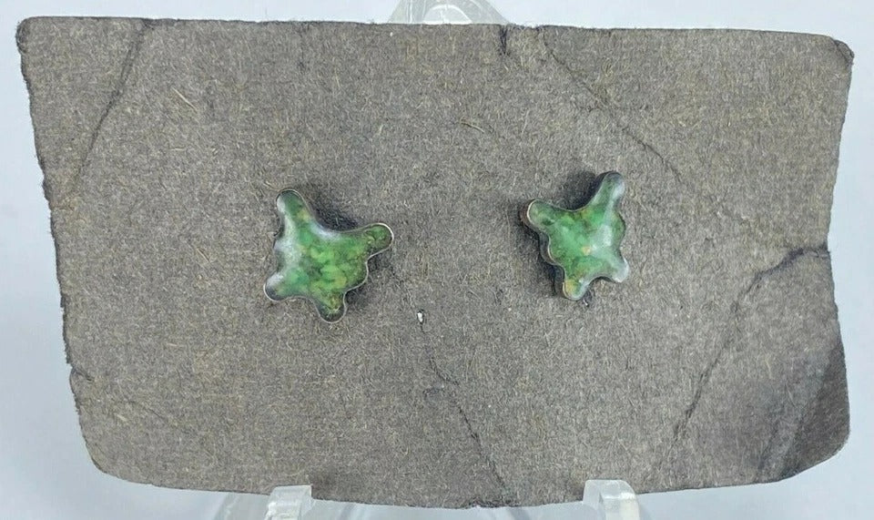 Sterling Silver .925 * Jade Butterfly Shape Earrings * 80's NOS * Hypoallergenic