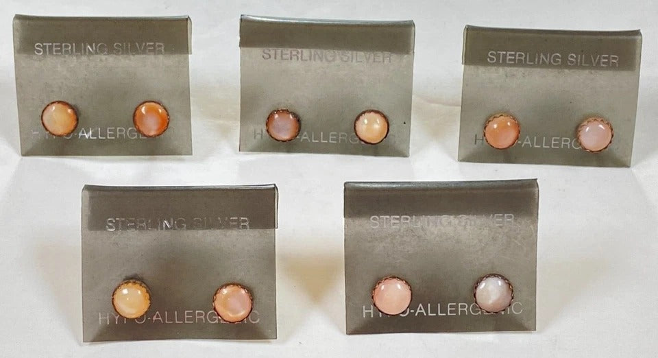 Sterling Silver .925 * Large Opal Earrings * Vintage 1980's NOS * Hypoallergenic