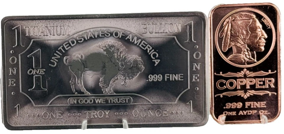 Titanium & Copper * Native American Art Bars * Two-Piece Set * Fine .999 Bullion