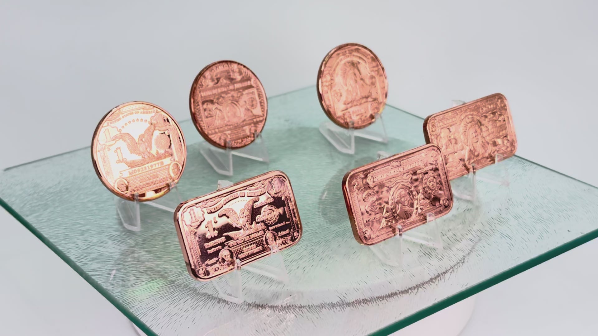 Copper Coins & Bars * US Silver Certificate Art * Six-Piece Set * Minted in USA