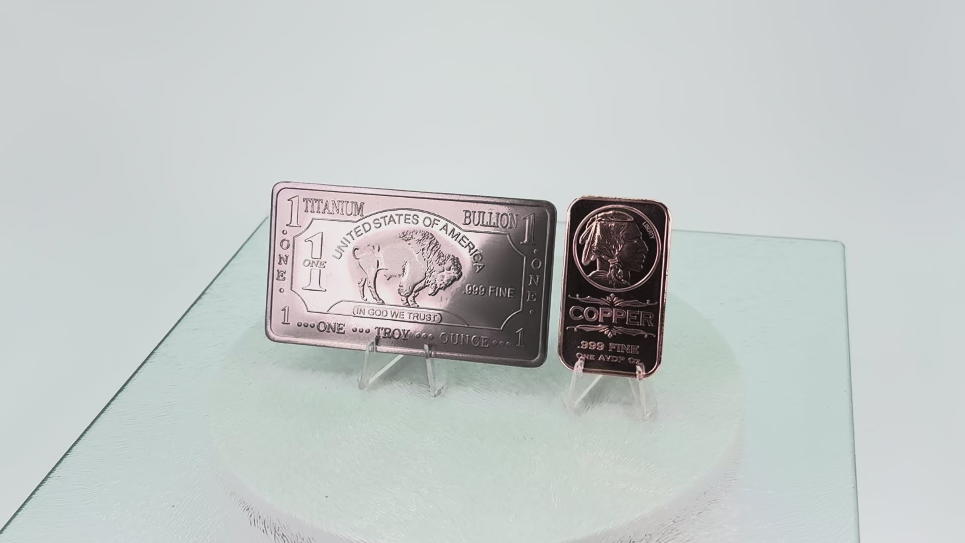 Titanium & Copper * Native American Art Bars * Two-Piece Set * Fine .999 Bullion