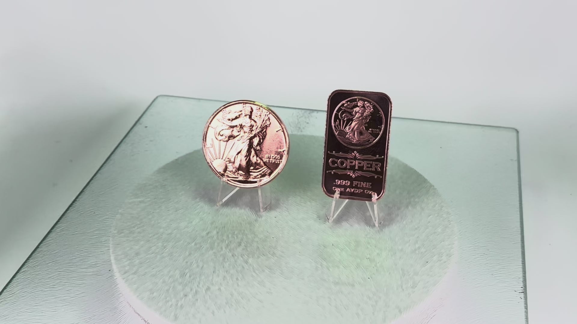 Copper Art Coin & Bar * Two-Piece Liberty Walking Set * Fine .999 Bullion