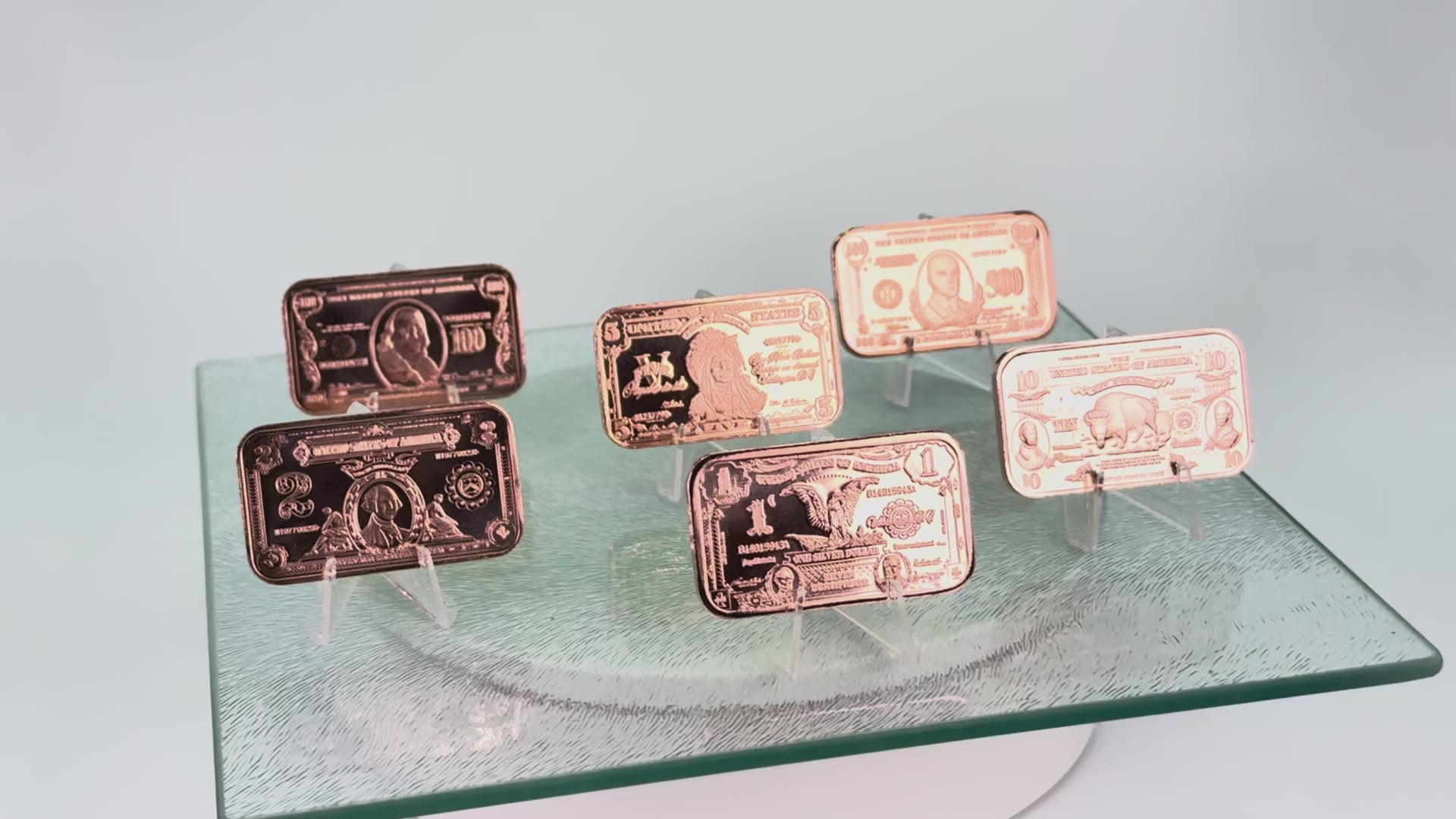 Copper Bullion Art Bars * US Currency Art * Six-Piece Set * Minted in the USA