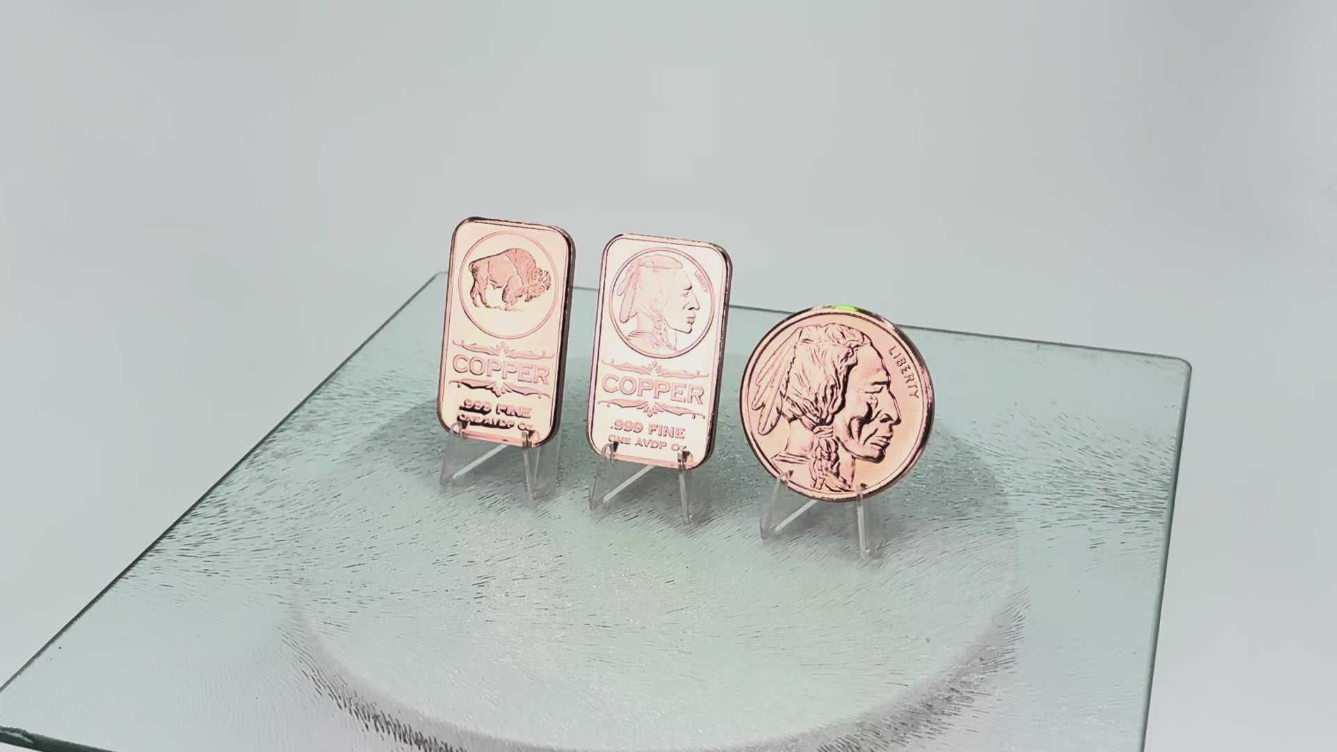 Copper Bullion Art Coin & Bars * 3-Piece Native American Set * Fine .999 Bullion