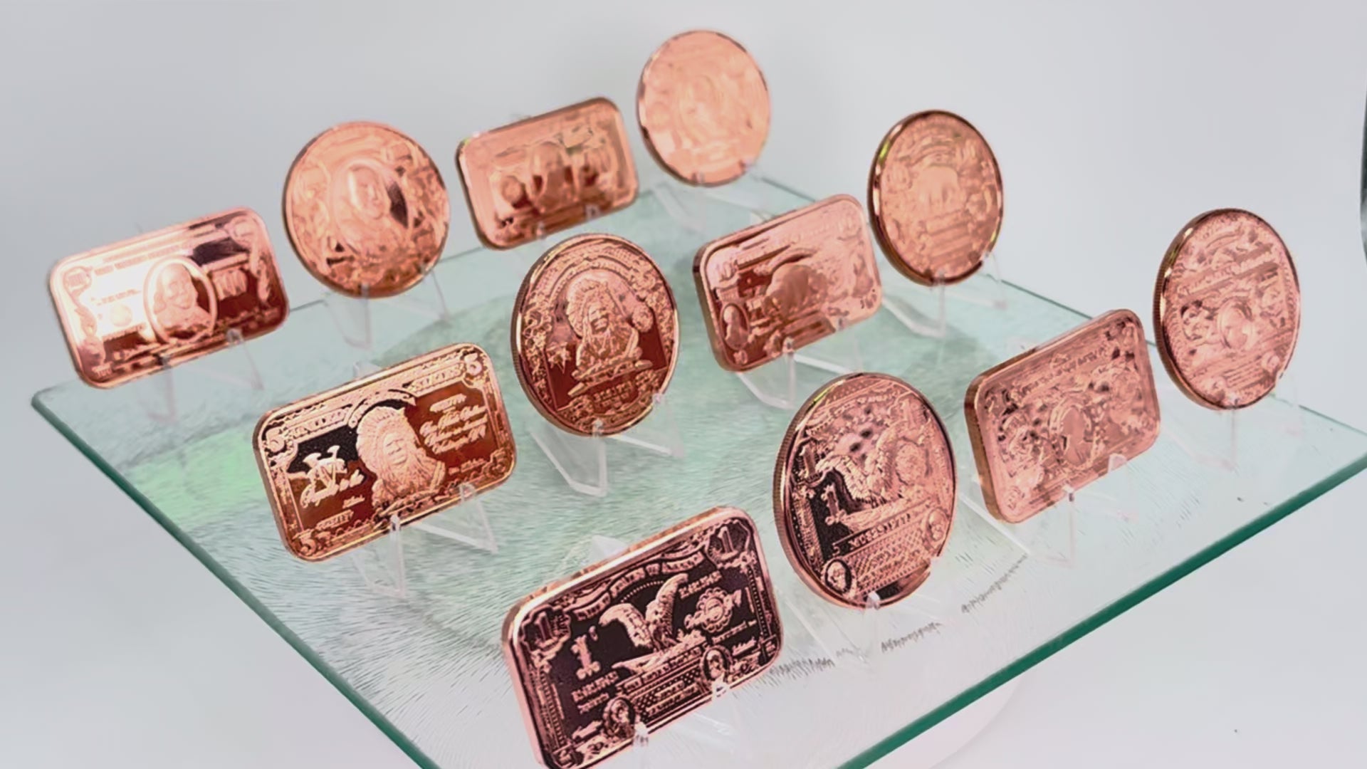 Copper Bullion Coins & Bars * US Currency Art * 12-Piece Set * Minted in the US