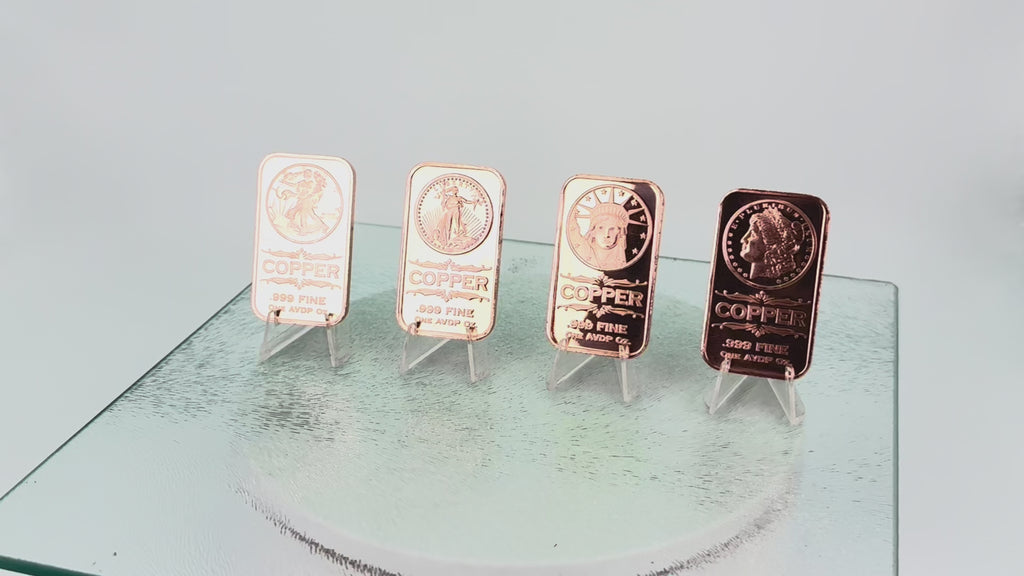 Copper Art Bars * Four-Piece Liberty Lot * Fine .999 Bullion * Minted in USA
