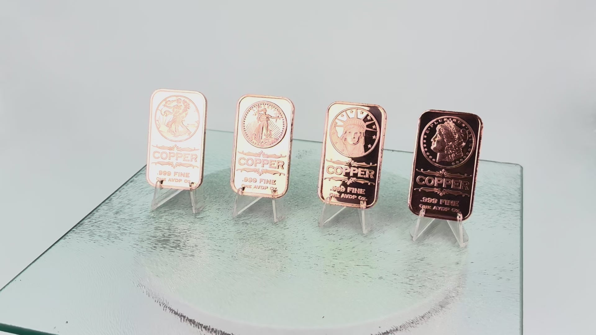 Copper Art Bars * Four-Piece Liberty Lot * Fine .999 Bullion * Minted in USA