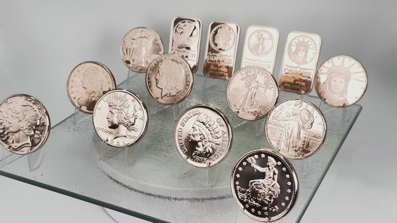 Copper Art Coins & Bars * 14-Piece Liberty Lot * Fine .999 Bullion * US Minted