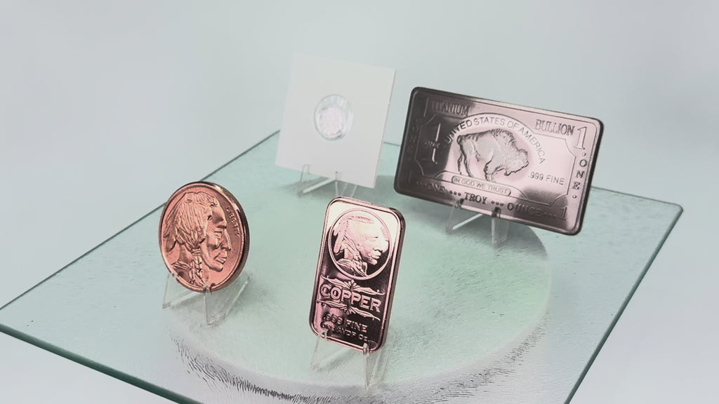 Silver, Titanium, Copper * Native American Art * 4-Pc. Set * Fine .999 Bullion