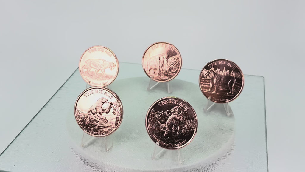Copper Art Coins * Ice Age Series * Five-Piece Set * Fine .999 Bullion * Minted in the USA