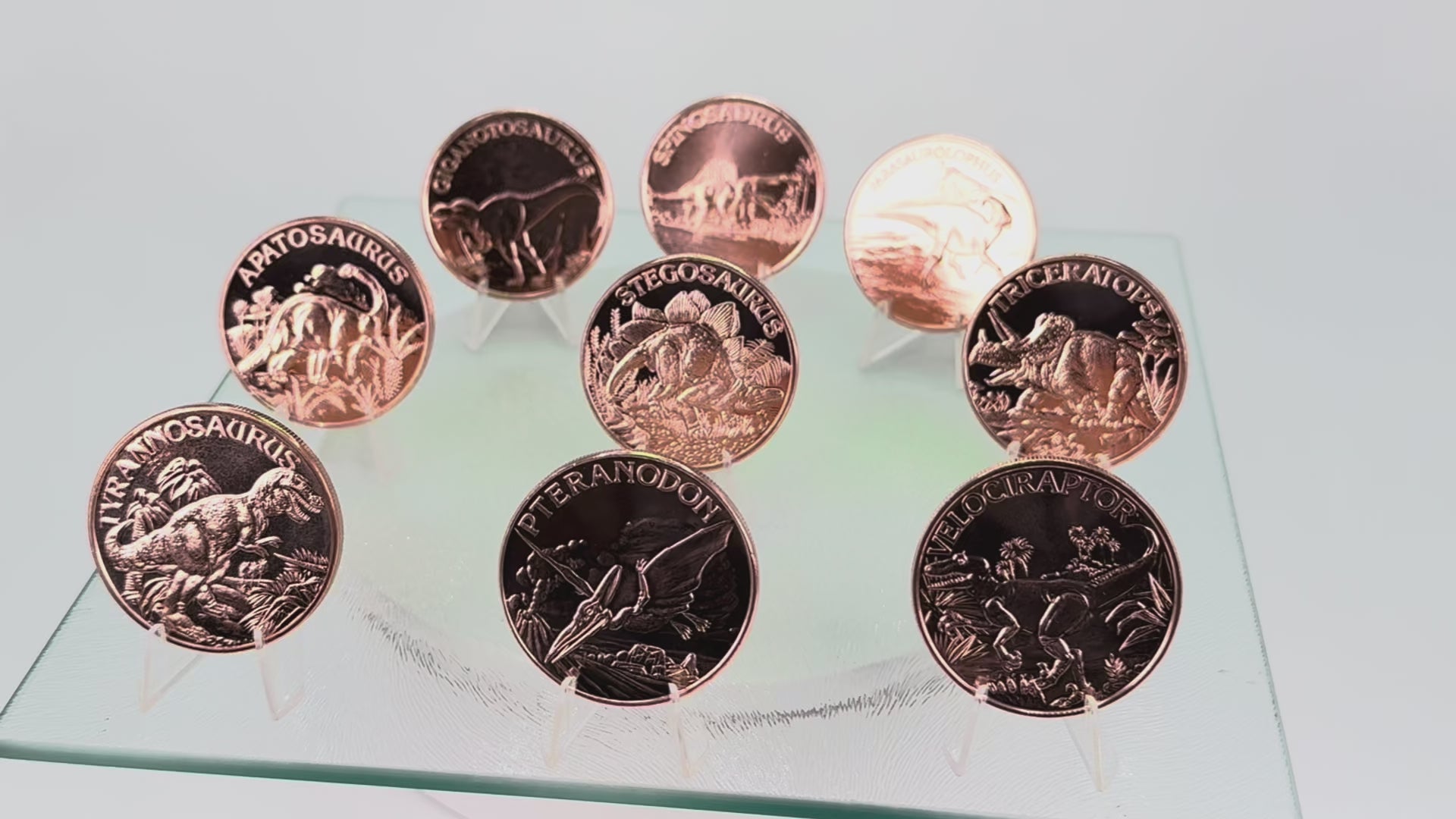 Copper Art Coins * Nine-Piece Dinosaur Set * Fine .999 Bullion * Minted in USA