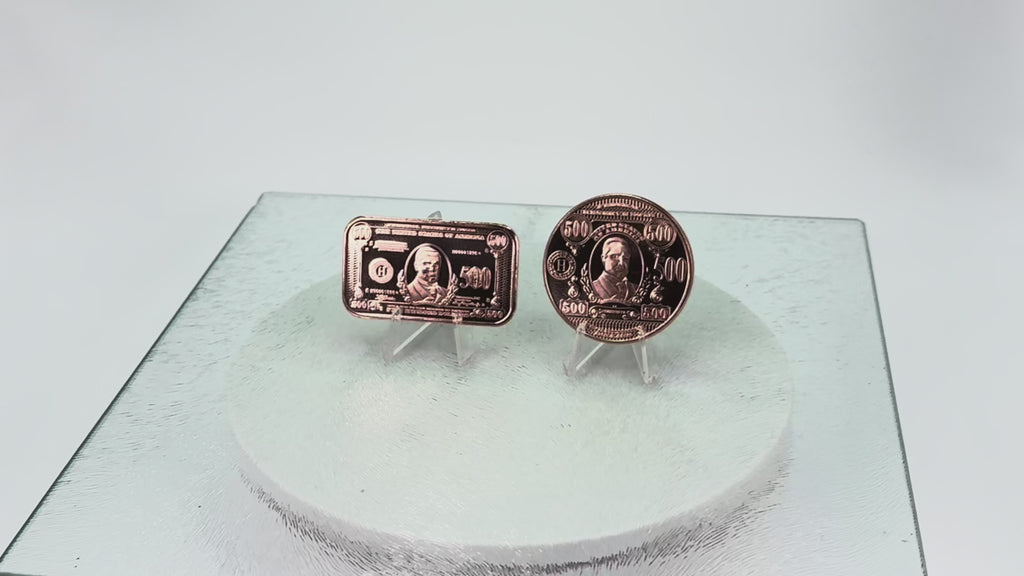 Copper Bullion Coins * 1934 $500 Bill F.R.N Art * Two-Piece Set * Minted in USA