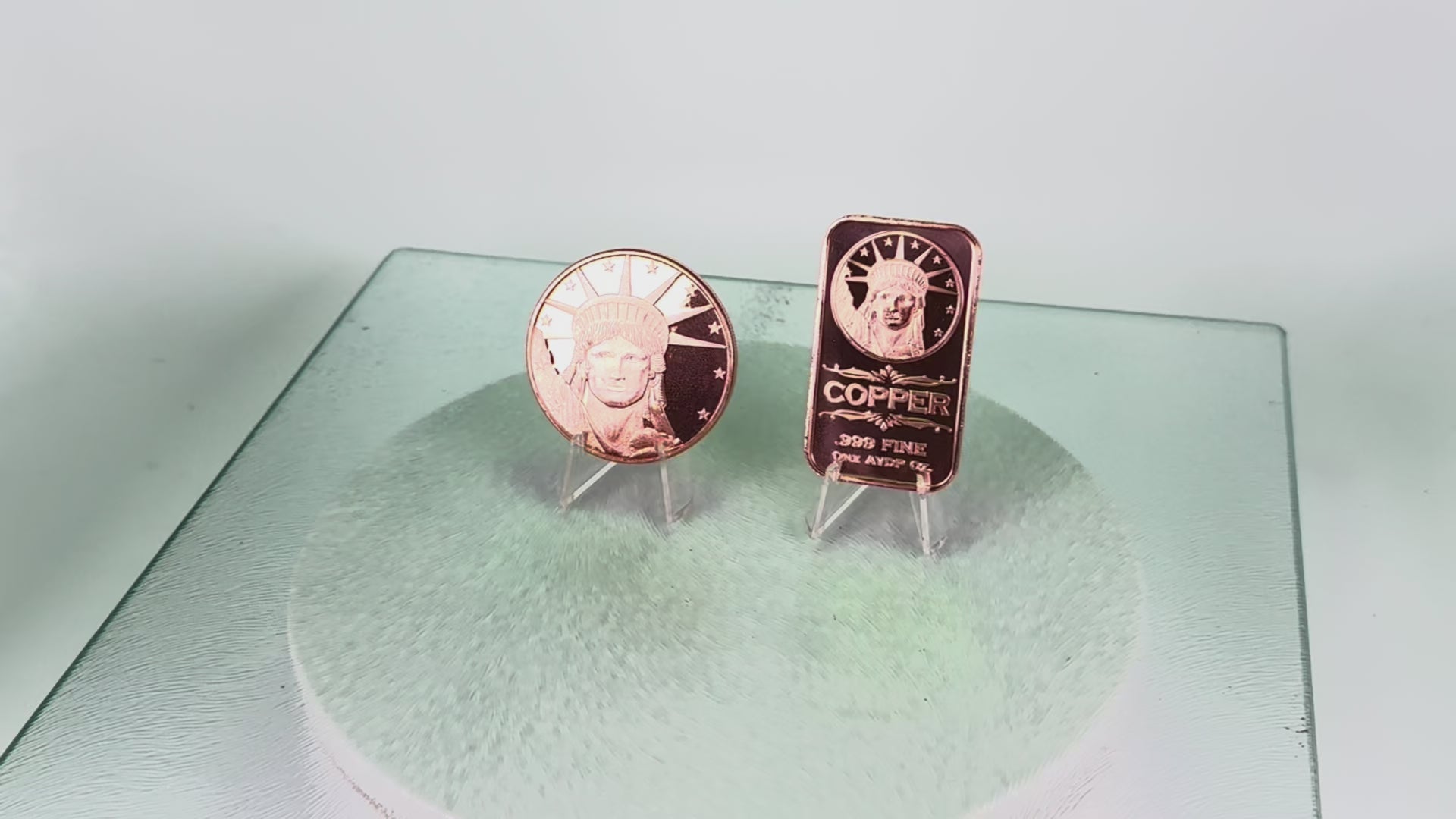 Copper Art Coin & Bar * Two-Piece Platinum Liberty Set * Fine .999 Bullion