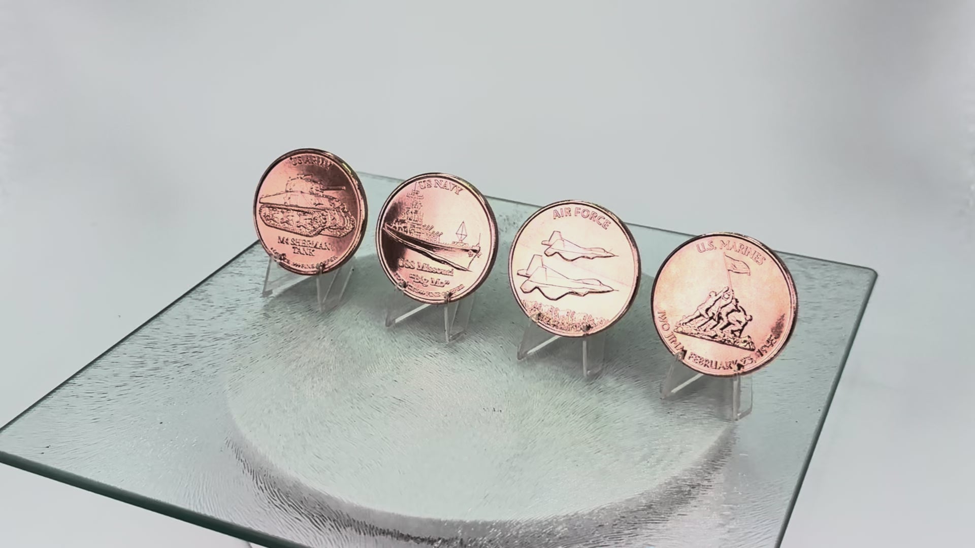Copper Art Coins * US Armed Forces * 4-Piece Military Series * Fine .999 Bullion