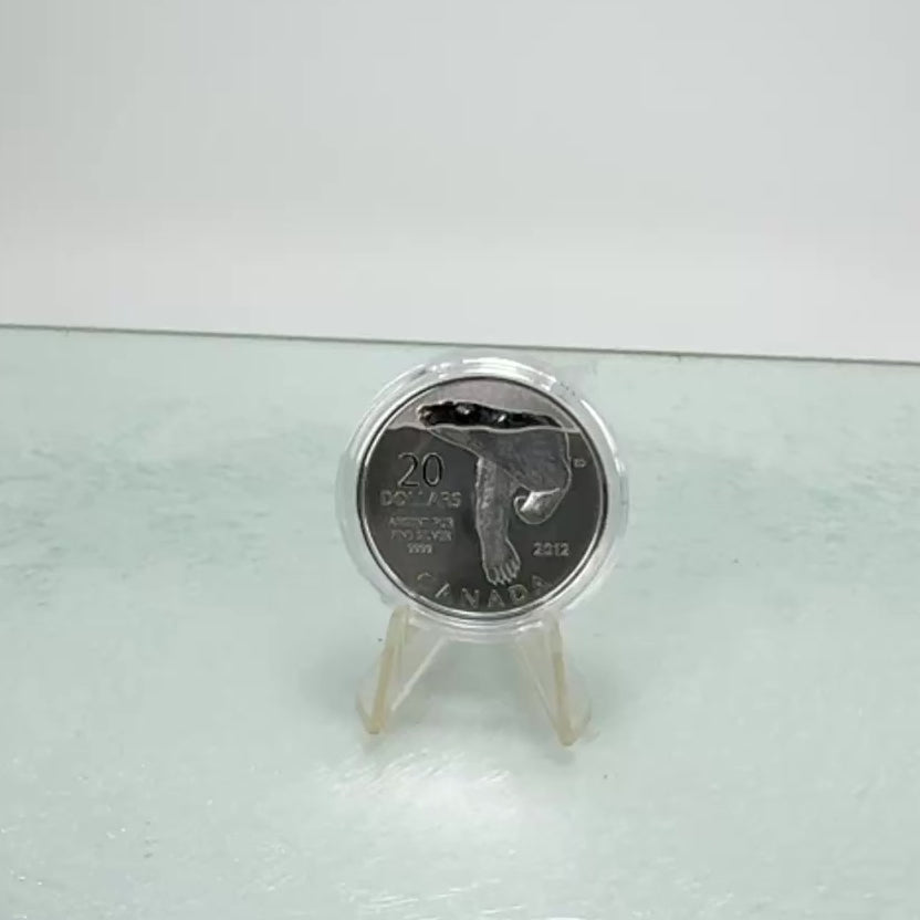 2012 Canada $20 Polar Bear Coin * BU .9999 Fine Silver * Free Capsule Included