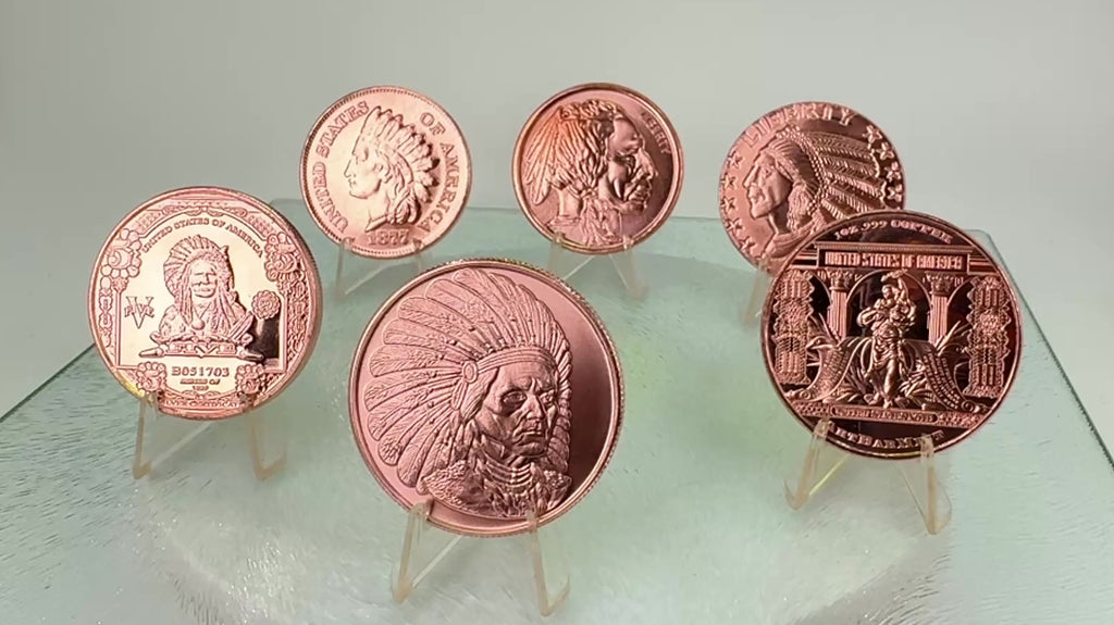 Copper Bullion Coins * 6-Piece Native American Set * 1 oz. Each * Minted in US