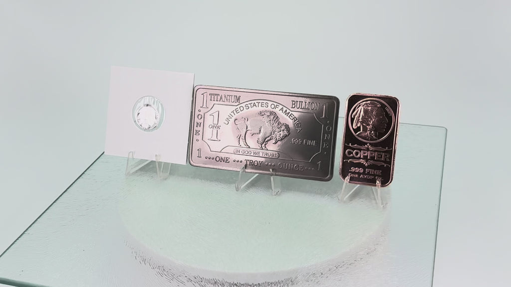 Silver, Titanium, Copper * Native American Art Bars & Coin * Three-Piece Set