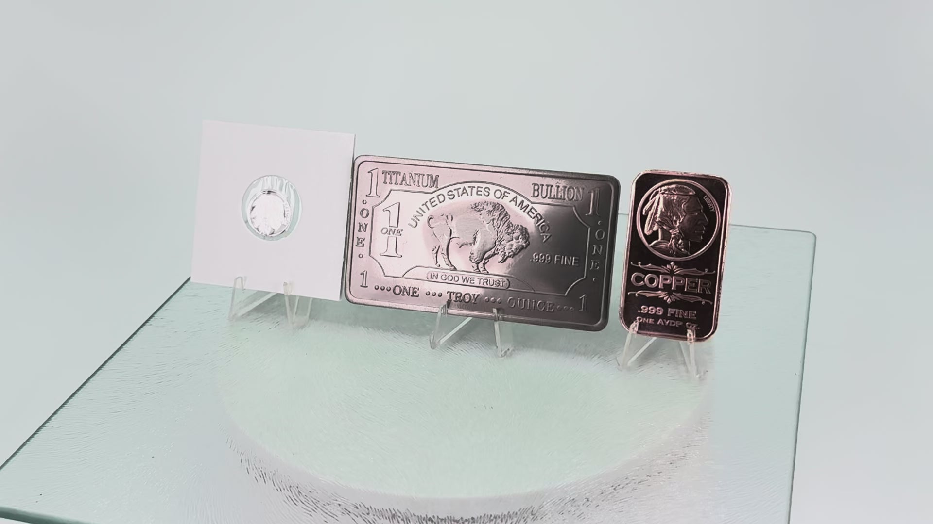 Silver, Titanium, Copper * Native American Art Bars & Coin * Three-Piece Set