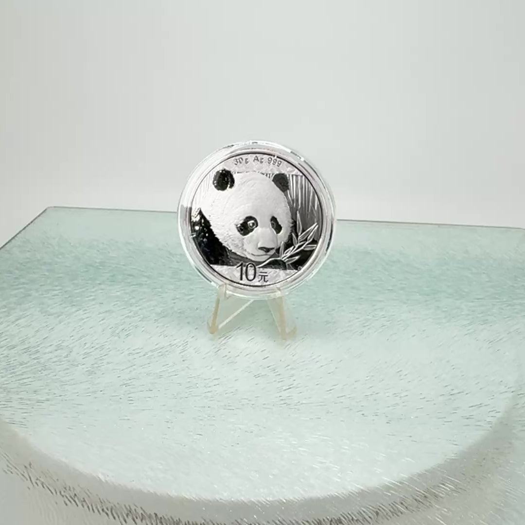 2018 Chinese Panda * 30g 10 Yuan * BU .999 Fine Silver Coin * Plus Free Capsule