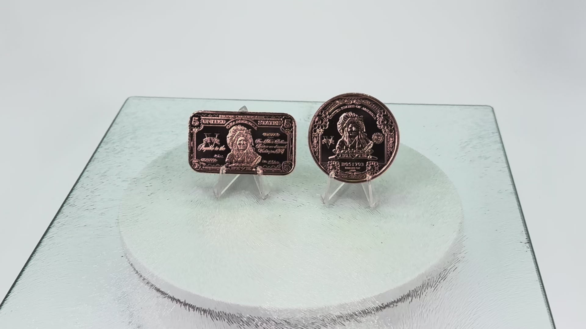 Copper Bullion Coins * $5 Silver Certificate Art * Two-Piece Set * Minted in USA