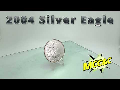 2004 American Silver Eagle * Near Perfect Strike * Subtle Pinkish Rainbow Rim * Plus Free Capsule