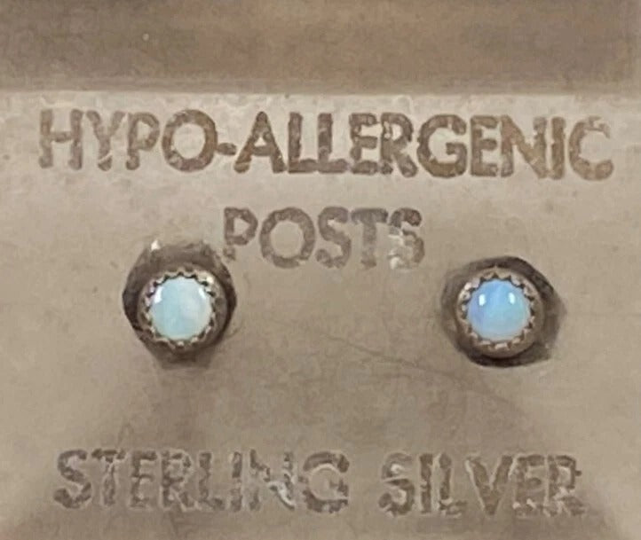 Sterling Silver .925 * Fiery Opal Studs * Vintage 1980's NOS * Hypoallergenic