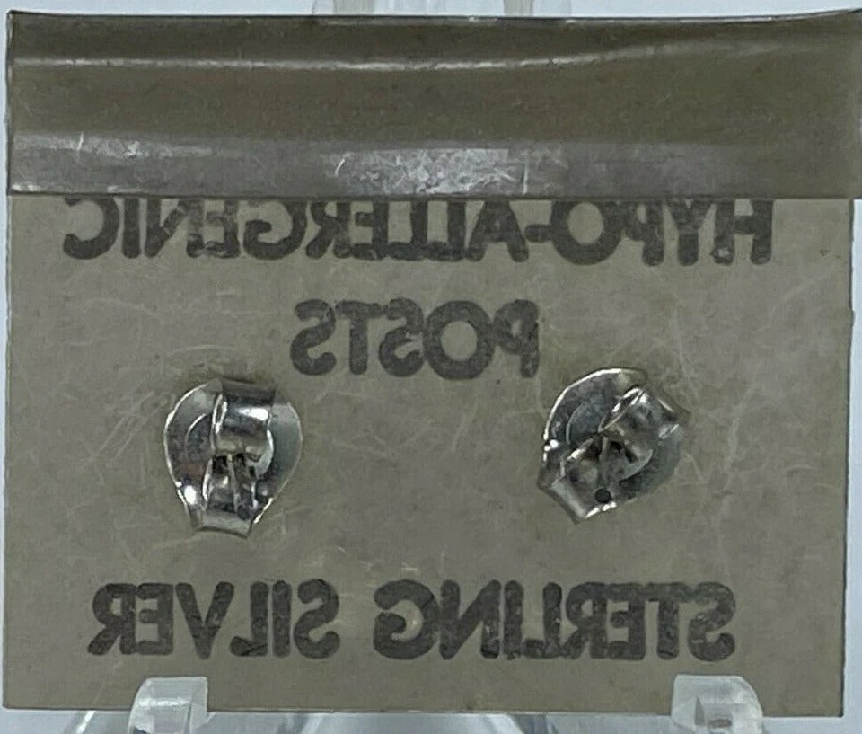 Sterling Silver .925 * White Opal Studs * Vintage 1980's NOS * Hypoallergenic